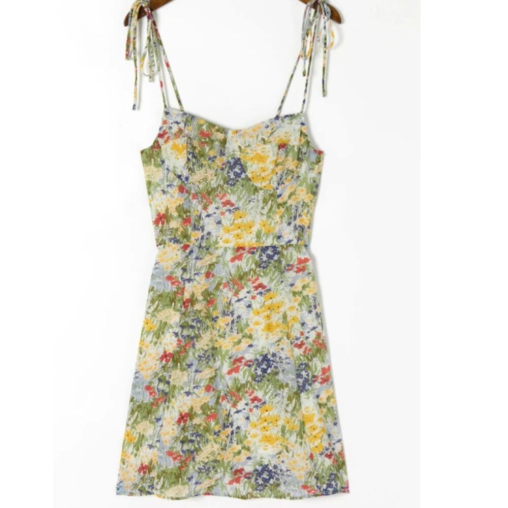 CIDER Ditsy Floral Dress Size Medium Tie Straps Spring Flower Print Flowy Airy - Picture 2 of 11